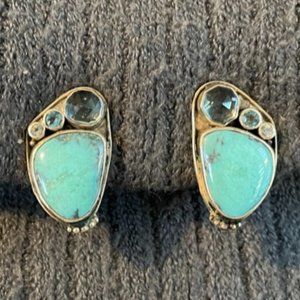 Sterling and Turquoise Clip Earrings